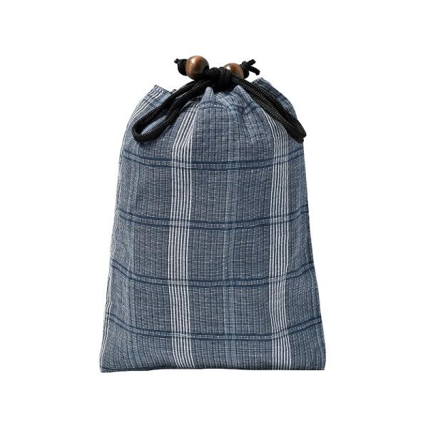 紳士用 巾着 綿 信玄袋 平袋 男巾着 ブルー  ms-37