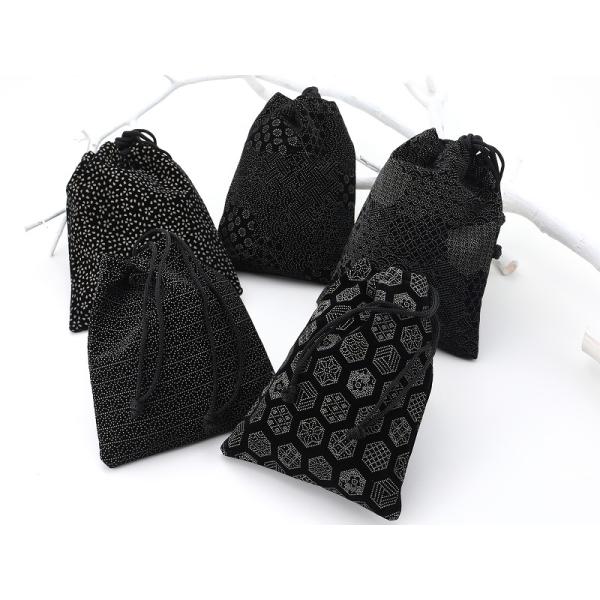 紳士用 巾着 ポリエステル 信玄袋 平袋 男巾着 ブラック 全5柄  ms-38