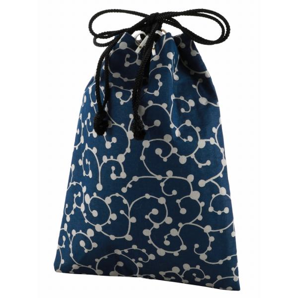 日本製 紳士用 巾着  合切袋 平袋 男巾着 薄いネイビー  ms-39