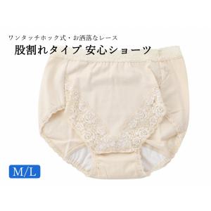 送料無料 和装用 股割れショーツ 安心 パンツ ワンタッチホック式 ベージュ M・Lサイズ san-60