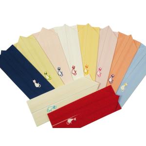 セール わわ和 ゆかた用 重ね衿 浴衣 ネコ刺繍付き 日本製