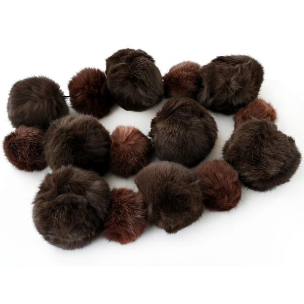 在庫処分 手芸パーツ リメイク用 レッキス 毛皮ボール ブラウン系  ks-118-1