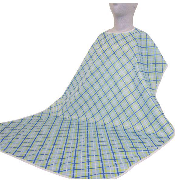 (まとめ)豊通テキスタイル 食事用エプロン 格子 ブルー 17970200〔×5セット〕
