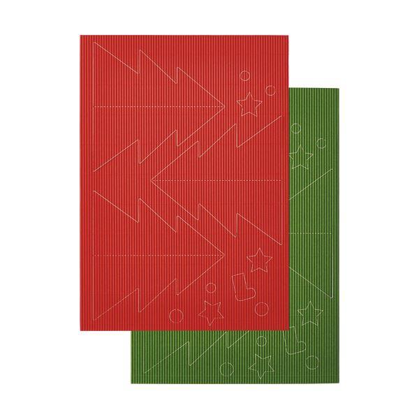 （まとめ） ヒサゴ リップルボード 薄口 型抜きクリスマスツリー 緑・赤 RBUT3 1パック 〔×...