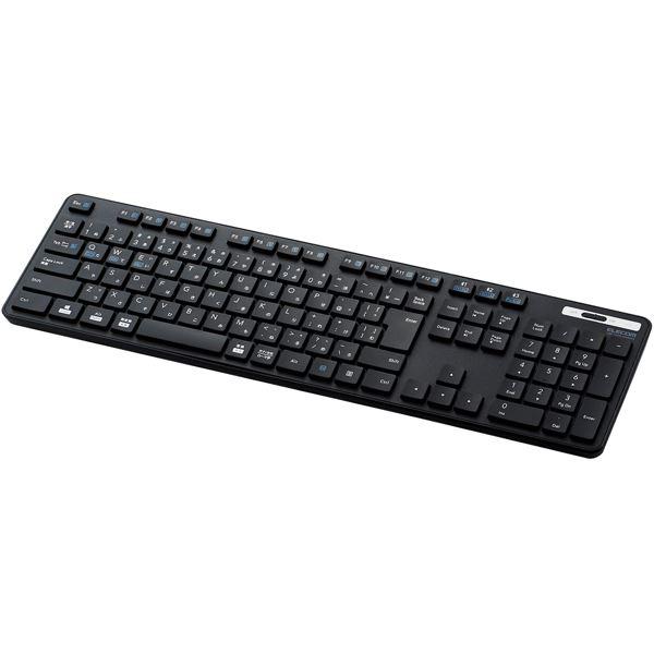 エレコム Bluetoothフルキーボード/薄型/メンブレン式/抗菌/マルチペアリング対応/ブラック...