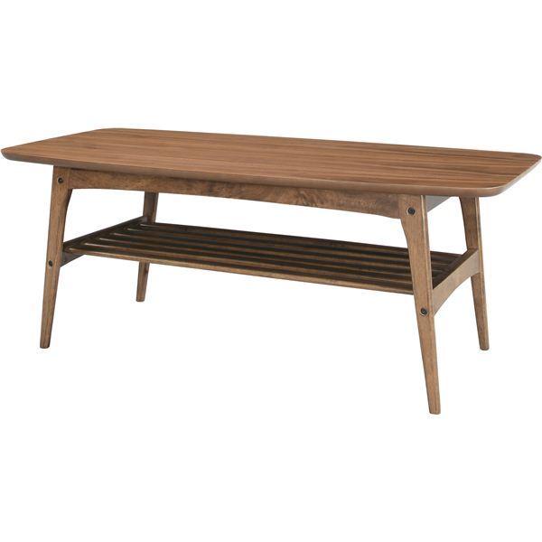ローテーブル センターテーブル 幅105cm L 木製 天然木 棚収納付き コーヒーテーブル Tom...