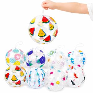 縁日クリアビーチボール 8個セット 20cm 個包装 景品玩具 縁日 夏祭り 子供会 水遊び プール お風呂遊び 景品