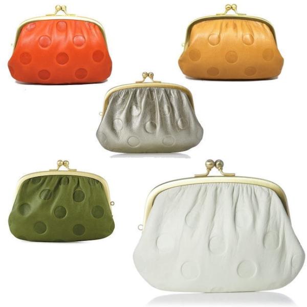 【un signet/アンシグネ】【日本製】カウレザードット柄　親子がま口財布、小銭入れ　as-55...