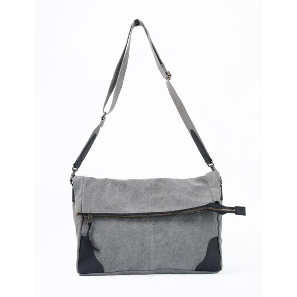 豊岡鞄（認定商品・FEEDBAG）豊岡製・神鍋山火山灰+墨染め 8号帆布・二つ折れショルダー FB-...