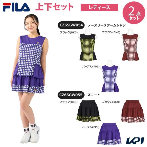 「上下セット」フィラ FILA テニスウェア レディース ノースリーブゲームシャツ×スコート CZ6...