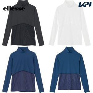 エレッセ Ellesse テニスウェア レディース   スキンシェルクールハイブリッドモックネックUVシャツ EW723103 2024SS｜kpisports