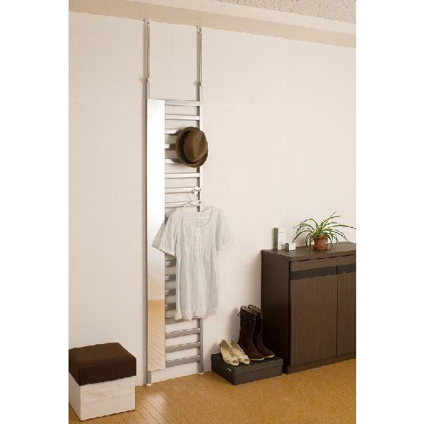 日本製 突っ張り ミラー付き パーテーション 幅40cm 壁面ミラー 突っ張りパーテーション つっぱ...