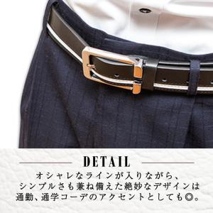 ベルト メンズ 革 レザー ライン入り ゴルフ...の詳細画像2