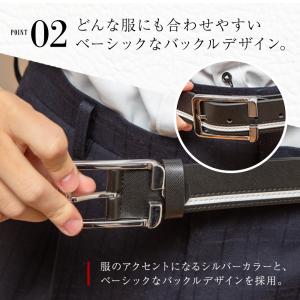 ベルト メンズ 革 レザー ライン入り ゴルフ...の詳細画像4