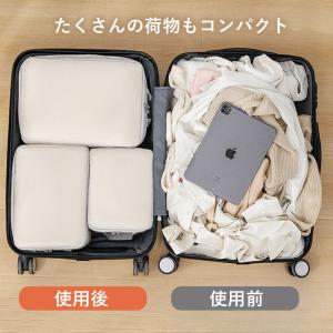 圧縮 トラベルポーチ 四角 撥水 圧縮袋 パッ...の詳細画像3