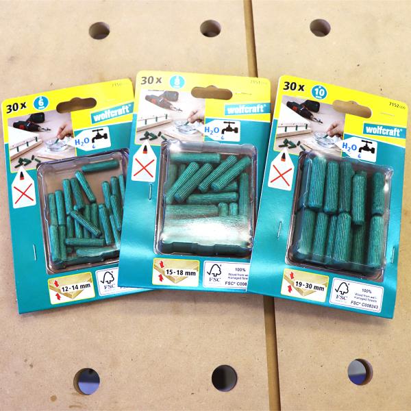 ●セット割● WOLFCRAFT 木ダボ 3種セット ( 6mm 8mm 10mm 各30本入り )...