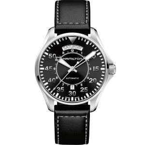 ハミルトン HAMILTON カーキ アビエーション PILOT DAY DATE AUTO ブラック 42mm  皮ベルト H64615735【H-40】