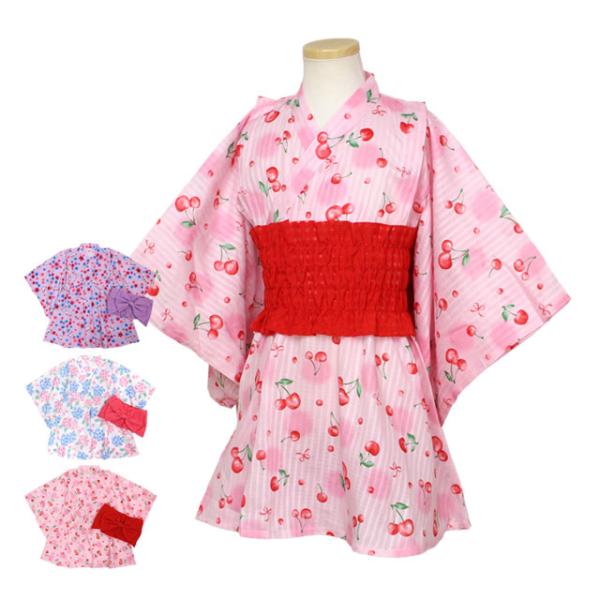 浴衣 ワンピース 浴衣ドレス 浴衣ワンピ― 女の子 キッズ 子供 和装 夏祭り 綿100%  らくら...