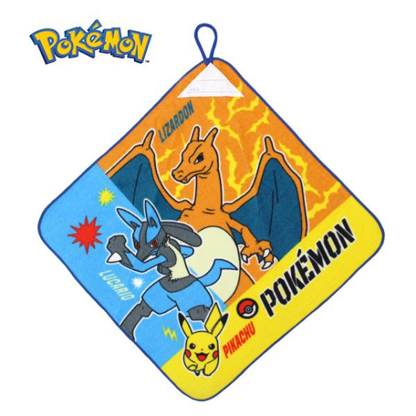 タオルハンカチ ループ付きタオル 綿100% 34×34cm ポケットモンスター 手洗い お手拭き ...