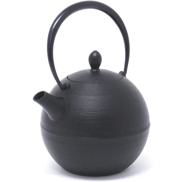 岩鋳 南部鉄器 鉄瓶兼急須 日の丸 黒 (茶こし付き) 10071