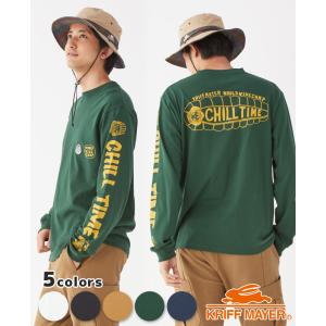 KRIFF MAYER クリフメイヤー Tシャツ メンズ 長袖 バックプリント 綿 コットン100%ボディ キャンプ アウトドア 秋 春 チルタイムロンT 寝袋