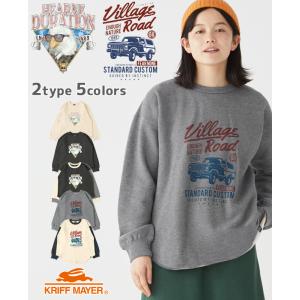 KRIFF MAYER LADYS クリフメイヤー レディース スウェット 裏起毛 レイヤード 体型カバー カジュアル アウトドア 秋 冬 裏毛 アメカジ ユル クルー 2022FW