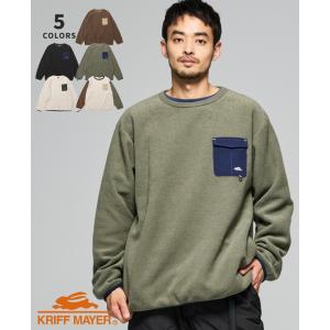 クリフメイヤー KRIFF MAYER メンズ ユニセックス 長袖 Tシャツ 裏起毛 ポケT 胸ポケット サイドポケット ワンポイント アウトドア 秋 冬 ブークレポケットロンT