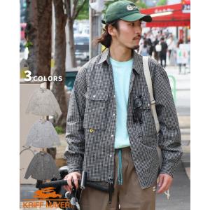 クリフメイヤー KRIFF MAYER メンズ ユニセックス 長袖 チェックシャツ レギュラーカラー カジュアル ストリート 春 夏 シアサッカーチェックドアシャツ