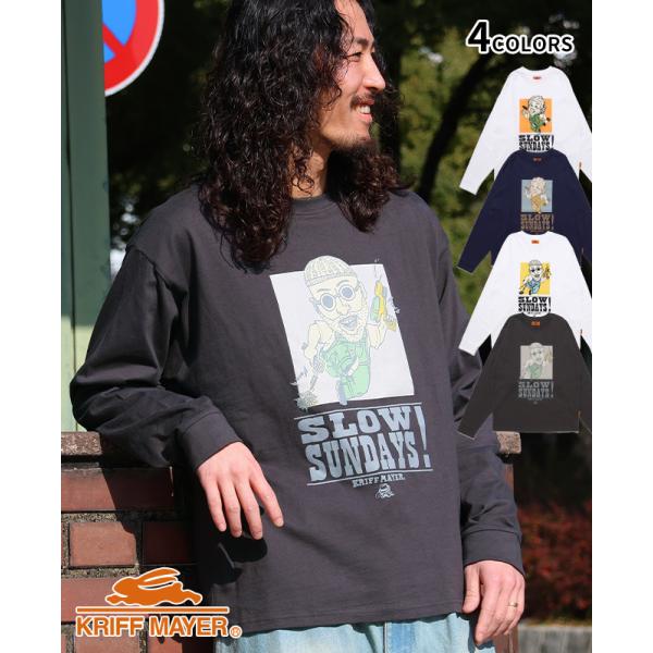 クリフメイヤー KRIFF MAYER メンズ ユニセックス 長袖 Tシャツ プリント シンプル カ...