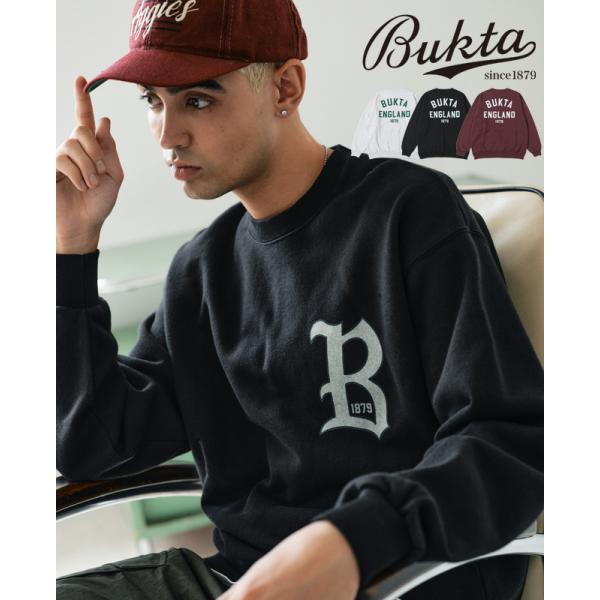 バクタ Bukta メンズ スウェット バックプリント ヘビーウェイト クルーネック 丸首 裏起毛 ...
