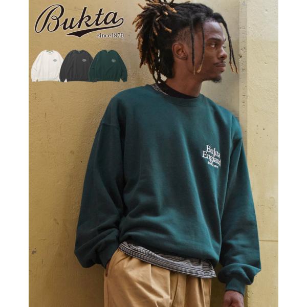 バクタ Bukta メンズ ユニセックス 長袖 スウェット ワンポイント 丸首 クルーネック アメカ...