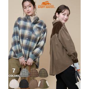クリフメイヤー レディース KRIFF MAYER LADYS チェックシャツ 長袖 無地 体型カバー コットン ゆったり カジュアル ビエラ ギャザー シャツ