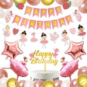 HaHaHa バレエ 誕生日 飾り付け バルーン セット 女の子 バースデー パーティー デコレーション HAPPY BIRTHDAY 風船｜krios-shop
