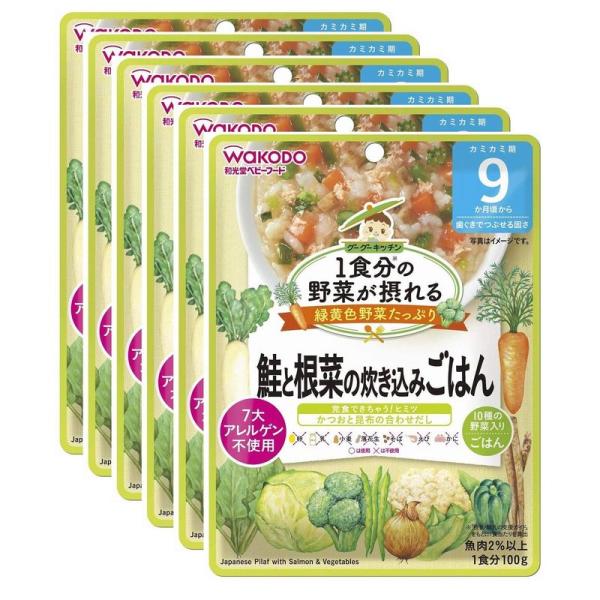 和光堂 1食分の野菜が摂れるグーグーキッチン 鮭と根菜の炊き込みごはん 100グラム (x 6)