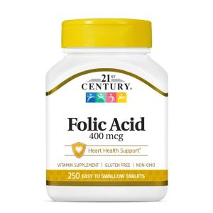 21st Century Health Care, Folic Acid, 400 mcg, 250 Tablets｜krios-shop