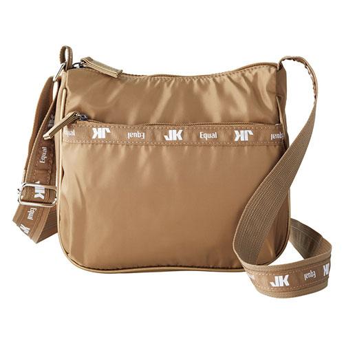 ジュンコ コシノ イコール ショルダーバッグ 20×21×8cm ブランドロゴのテープが特徴 ベージ...