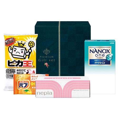 暮らしのギフトセット ライオンナノックスワンプロ(2P)・ネピアミニティシュ・花王バブ(ゆず)・ピカ...