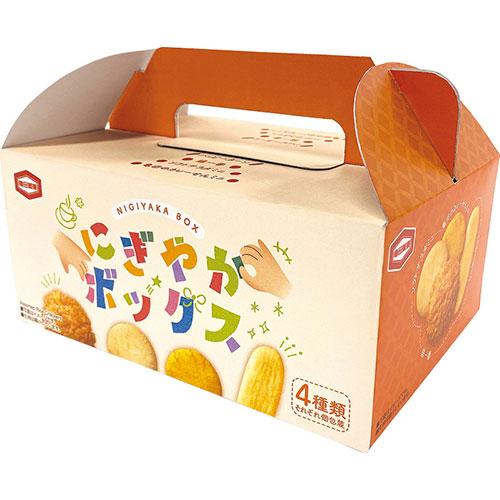 亀田製菓 にぎやかボックス(90g) ハッピーターン×10、揚一番×6、ソフトサラダミニ・亀田のカレ...