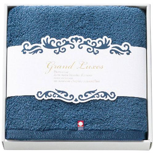 グランリュクス 今治製ギリシャ綿無撚糸フェイスタオル ネイビー 〔34×80cmフェイスタオル×1〕...