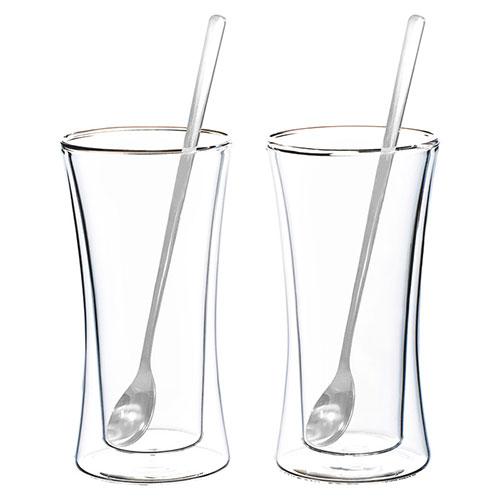 ウェルナーマイスター 耐熱二重ガラスタンブラー&amp;ロングスプーンペアセット タンブラー約330ml/約...