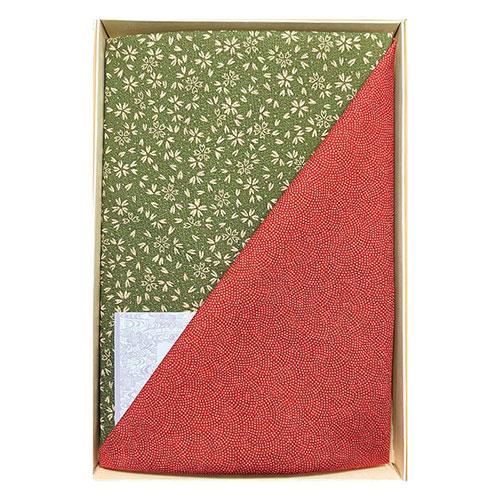 二巾一越織両面染 ふろしき 鮫/小桜 朱/利休 〔約700×700mm〕 進物包みやワインボトル包み...