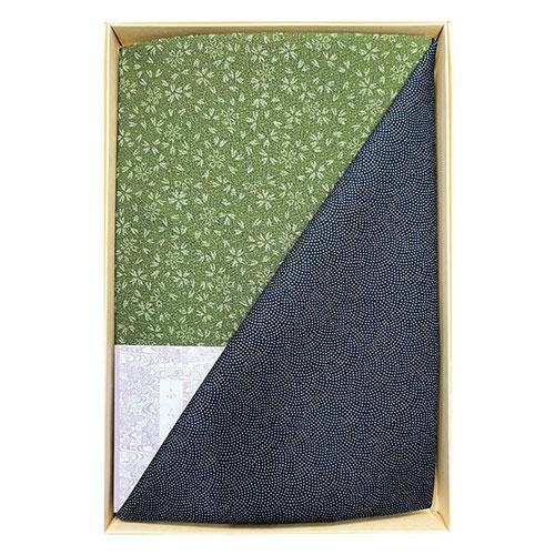 二巾一越織両面染 ふろしき 鮫/小桜 紺/利休 〔約700×700mm〕 進物包みやワインボトル包み...