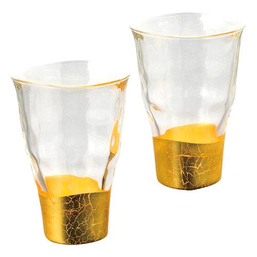 箔一 貫入タンブラーグラス2客セット 〔直径9.5cm高さ13.2cm容量約360mlタンブラーグラ...