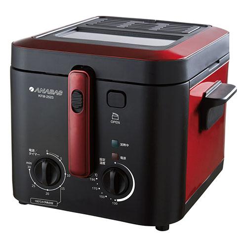ANABAS 電気フライヤー 〔電源コード・揚げ物用バスケット×各1、交換用脱臭フィルター・交換用オ...