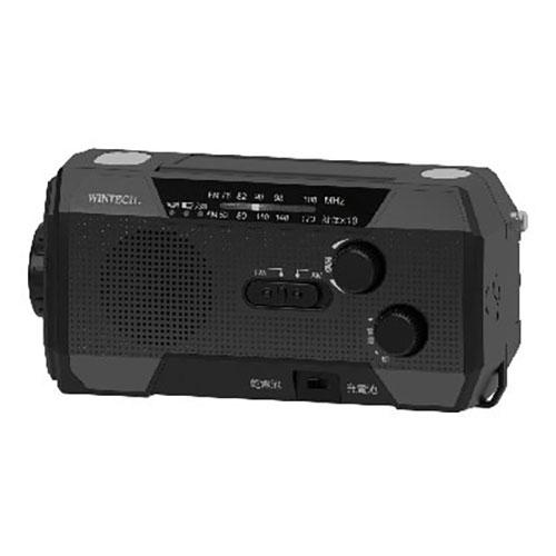 WINTECH 防滴手回し充電ラジオライト LEDライト・サイレン・USB充電機能 スーパーマルチモ...