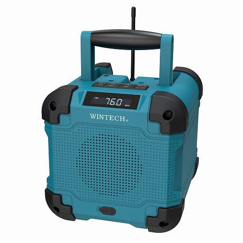 WINTECH 防滴防塵現場ラジオ 充電池内蔵 Bluetooth機能搭載 5W出力 防水IP45 ...
