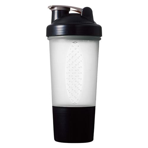 カップ付シェイカーボトル500ml プロテインなどの粉末ドリンクが入れられる 滑りにくい凸加工 SP...