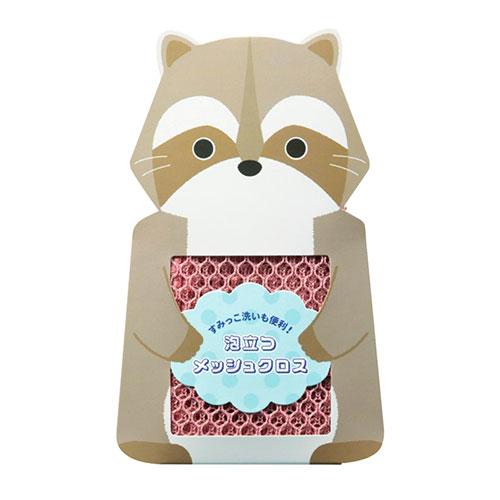 すみっこ洗いも便利 泡立つメッシュクロス お皿洗いに便利な泡立ちの良いクロス あらいぐまパッケージ ...