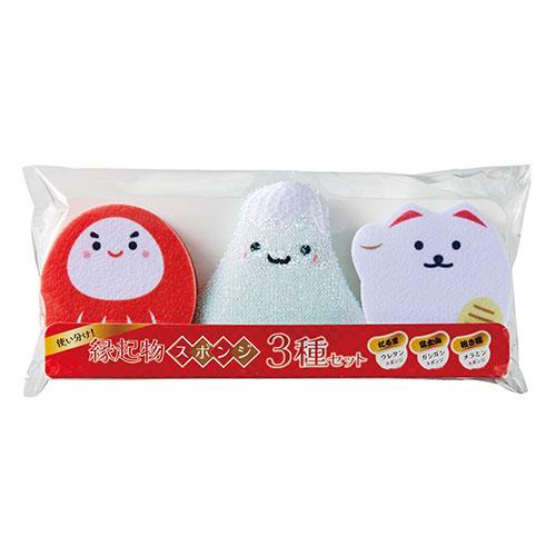 使い分け!縁起物スポンジ3種セット 縁起の良い3つのモチーフ(だるま・富士山・招き猫) SP-367...