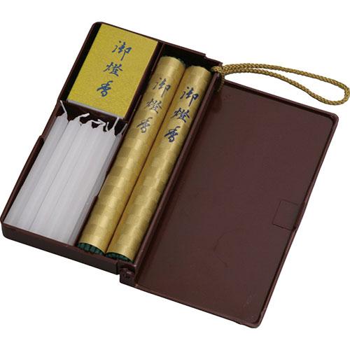 御燈香 ミニ ローソク1号×10、線香×2、ケース(8×14.8×2cm)・マッチ・ヒモ×各1 B1...
